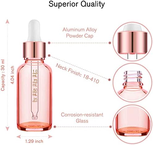 PrettyCare Glass Eye Dropper Bottles 99 Pack, 1oz Rose Empty Thick Bottles Bulk - Image 2