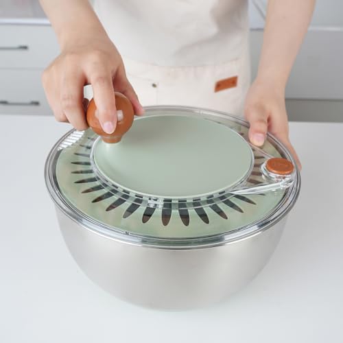 Stainless Steel Salad Spinner, 5.3 Qt Lettuce Spinner - Image 3