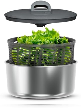 Zyliss Easy Spin Salad Spinner, 2–4 Servings, Stainless Steel by Zyliss