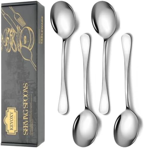 4 PCS Serving Spoons Set, Includes 4 Large Spoons by KEYOXY