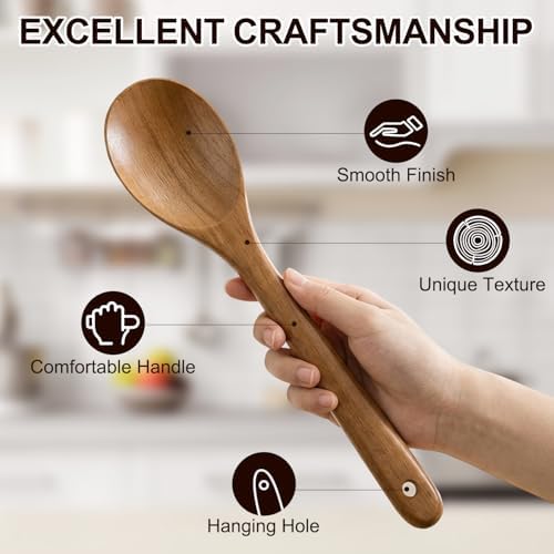 6 Pack Acacia Wood Spatula Set Non Toxic Kitchen Utensils - Image 6