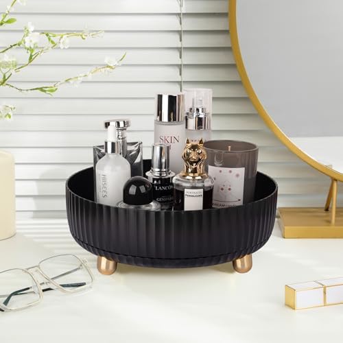 360 Rotating Makeup Perfume Organizer Skincare Tray, Large Black - Image 2