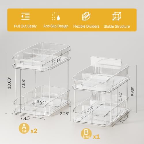 Delamu 2-Tier Under Sink Organizers and Storage, Pull Out Kitchen Pantry - Image 5