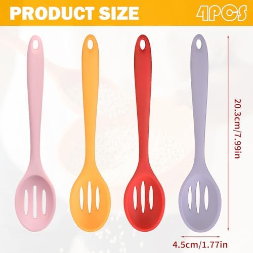4 Pcs Slotted Spoons For Cooking, Nonstick Mixing Serving Spoons - Image 2