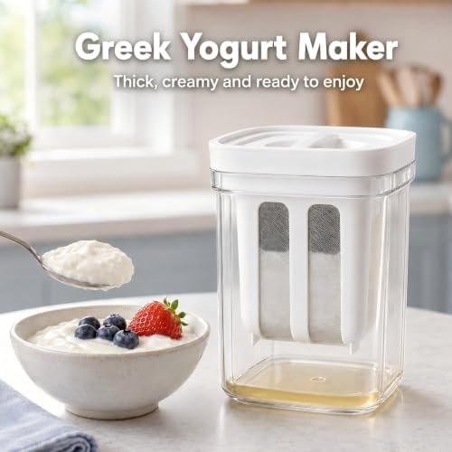 Greek Yogurt Strainer with Lid, 44 oz Fine Mesh Filter - Image 2