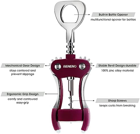 Beneno Wine Opener, Premium Wing Corkscrew Wine Bottle Opener - Image 3