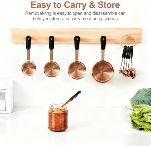 Bopei 10-Pcs Stainless Steel Measuring Cups & Spoons Set, Rose Gold - Image 5