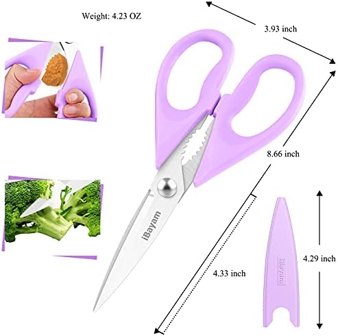 iBayam Pastel Kitchen Scissors All Purpose Heavy Duty & Cover - Image 3