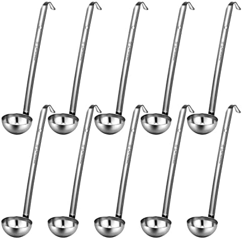 Potchen 10 Pcs Stainless Steel Soup Ladle Set, 1 oz by Potchen