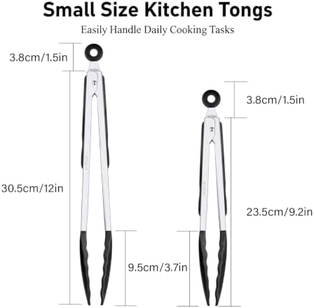 2-Pack Silicone Kitchen Tongs, 9 & 12 Inch, Non-Slip Cooking Set - Image 3