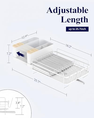 Kitsure Extendable Large Dish Drying Rack, 18.2"-25.7" L x 12.9" W - Image 2