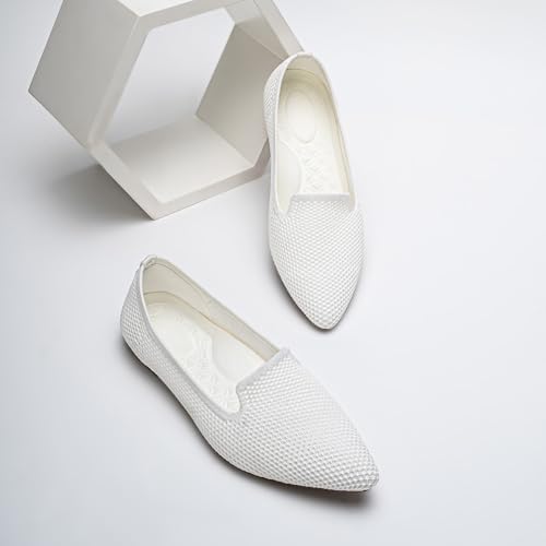HONHOLD Women's Pointed Toe Flats Breathable Knit Ballet Flats - Image 5