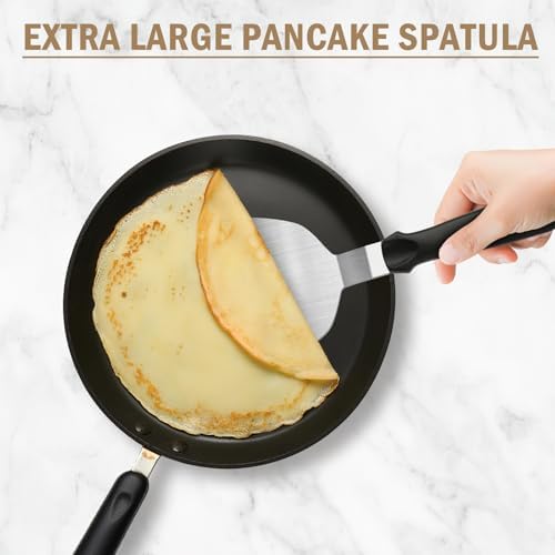 Stainless Steel Spatula Set 4 Pcs, Solid & Slotted Turner - Image 6