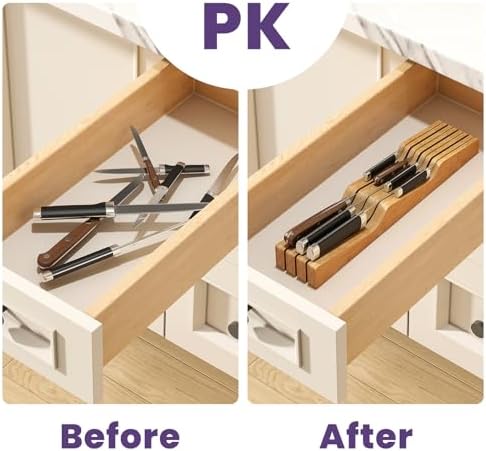 Bamboo In-Drawer Knife Block for 7 Knives, Knife Drawer Organizer, Knife Holder - Image 3