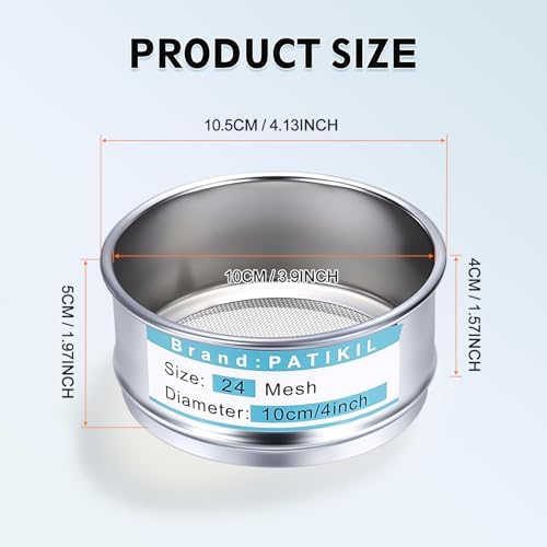 PATIKIL 24 Mesh Lab Sieve, 3.9" Diameter Sifting Screen 304 Stainless Steel - Image 2