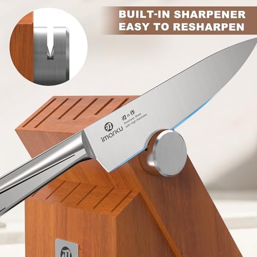 imarku Gyutou Knife Set, High Carbon Steel, Block & Sharpener, Gift Box - Image 3