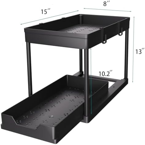 DEKAVA Under Sink Organizer 2 Pack, Bathroom Cabinet Organizer, 2 Tier Sliding - Image 2