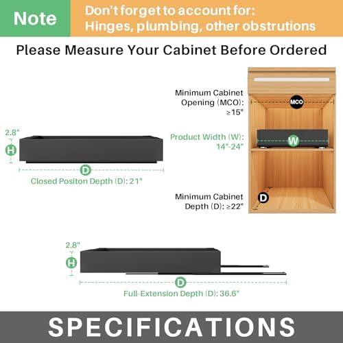 Pull out Cabinet Organizer, Wider Expandable Heavy Duty Slide out Drawers Fixed - Image 3