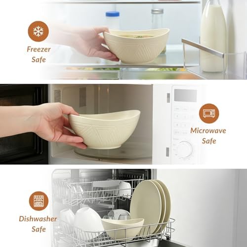 Homienly Unbreakable Cereal Bowls Wheat Straw Bowls Set 26 OZ Plastic Bowls - Image 6