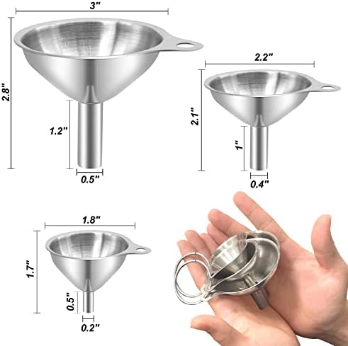 Anaeat Stainless Steel Mini Kitchen Funnel Set, 3 Pack Durable Metal Filling - Image 6