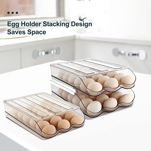 MesRosa Egg Holder for Fridge, Automatic Rolling Container Storage 18 Eggs - Image 4
