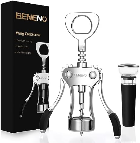 Beneno Wine Opener with Silicone Wine Vacuum Stopper, Matte Black by Beneno