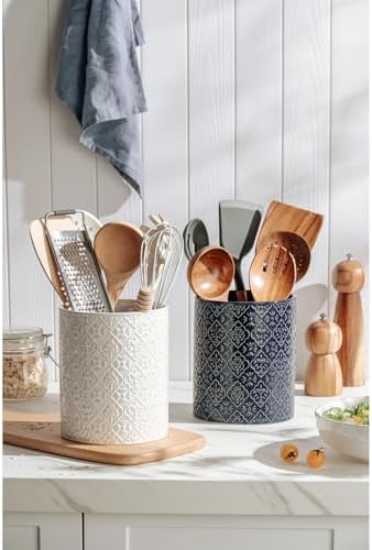 Kitchen Utensil Holder, 6x7 inch Large Ceramic Utensil Holder - Image 4