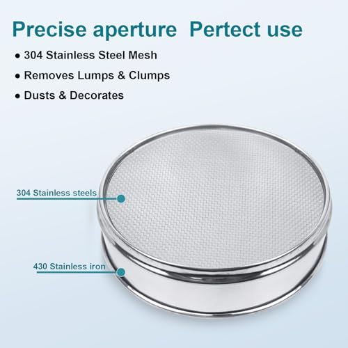 7.9" 304 Stainless Steel Lab Sieve, 12 Mesh Screen Sifter - Image 5