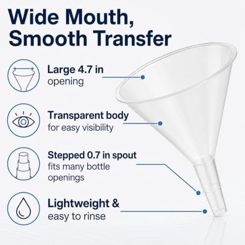 CYEAH 20 Pack Clear Plastic Funnels, 4.7 Inch Wide Mouth Funnels - Image 3