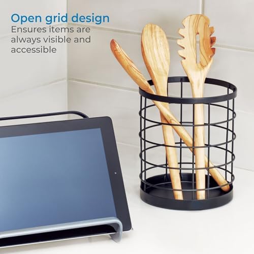 InterDesign iDesign Kitchen Crock Utensil Holder, Matte Black, Utensil Holder - Image 3