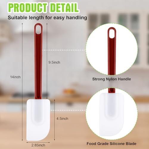 Meekoo 5 Pcs 14 Inch Rubber Spatula High Heat Resistant Silicone Spatula - Image 2