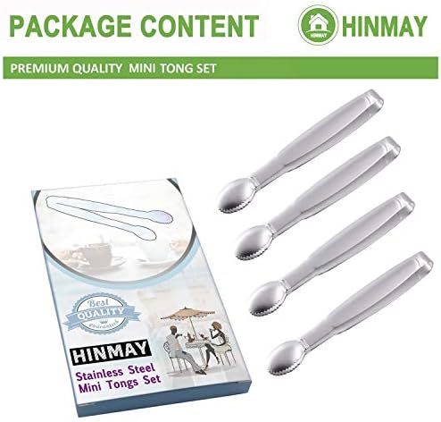 HINMAY 5" Mini Serving Tongs Tiny Stainless Steel Small Tongs - Image 2