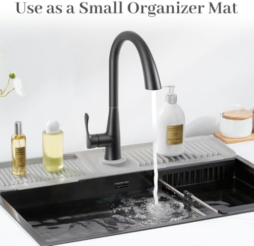 PoYang 23.6 Inch Silicone Sink Splash Guard, Kitchen Sink Mat, Light Grey - Image 7