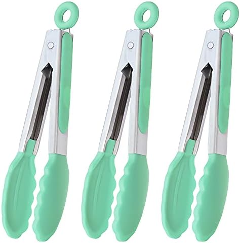 HINMAY Mini Tongs with Silicone Tips 7-Inch Cooking Tongs by HINMAY
