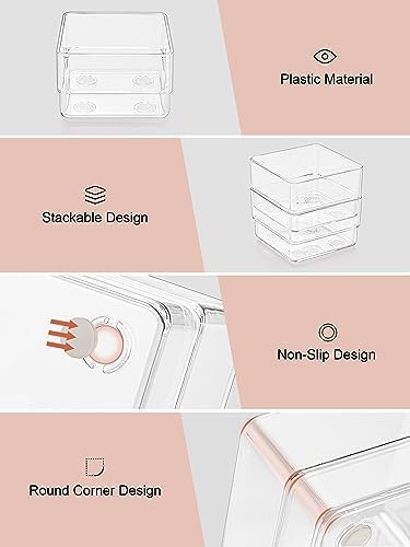 SMARTAKE 37 PCS Drawer Organizer 4 Size Desk Makeup Drawer Organizer Clear - Image 5