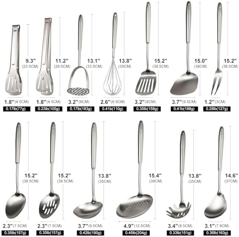 304 Stainless Steel Cooking Utensils Set, Mirror Polished Kitchen Gadget - Image 3