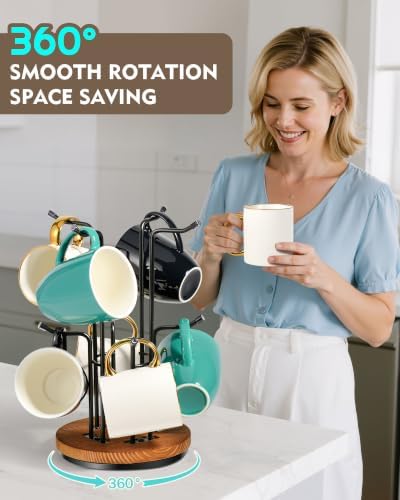 HULISEN 360° Rotating Mug Tree, Coffee Mug Holder - Image 2