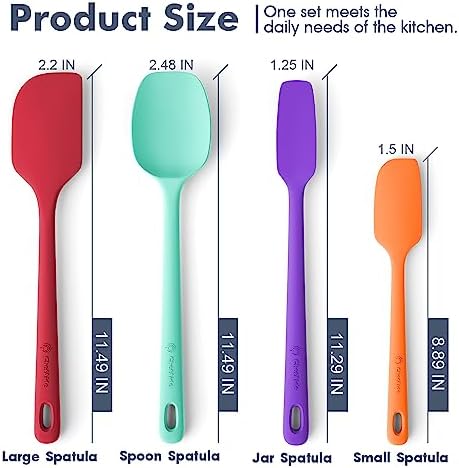 ChefAide 4 Pieces Silicone Spatulas Set, Heat Resistant Rubber Spatula - Image 2