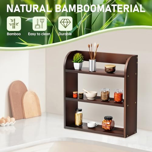 ROMGUAR CRAFT 3 Tier Bamboo Spice Rack, Countertop or Wall Mounting - Image 5