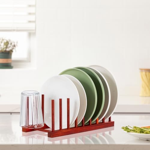 HBlife Rosewood Wooden Dish Drying Rack Plate Organizer - Image 3