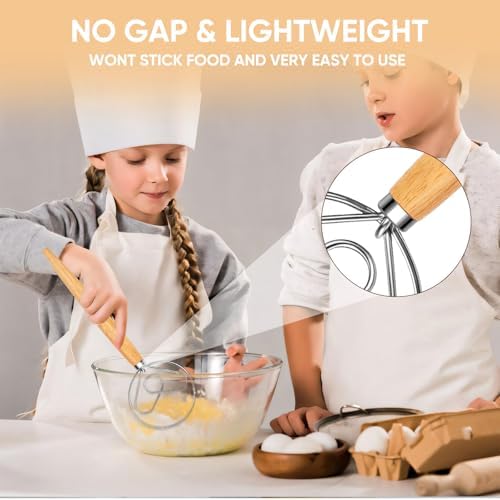 Maxjoy Danish Dough Whisk, Stainless Steel Wooden Bread Tool - Image 6