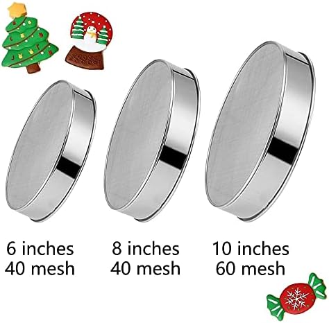 3 Pack Round Flour Sifter, Stainless Steel Fine Mesh Strainers Flour Sieve - Image 2