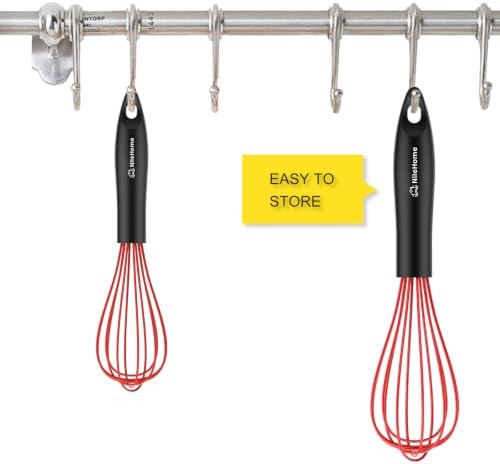 NileHome Silicone Whisk Set 8" 10" Kitchen Whisk Red - Image 2