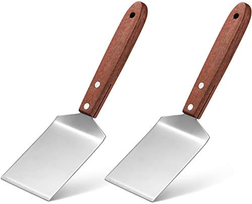 Newtay 2 Pcs Metal Small Spatula Wooden Handle Cookie Baking Scraper Turner by Newtay