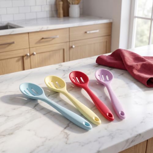 Small Silicone Slotted Spoons for Cooking, Heat Resistant Kitchen Serving Spoon - Image 6