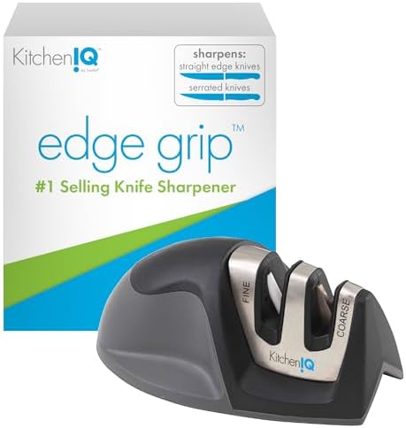 KitchenIQ 50009 Edge Grip 2-Stage Knife Sharpener, Coarse & Fine Sharpeners by SmithsConsumerProductsInc