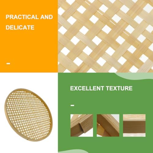 Bamboo Woven Low Basket 14.17 Inch Diameter Multi-Functional Bamboo Sieve Tray - Image 7