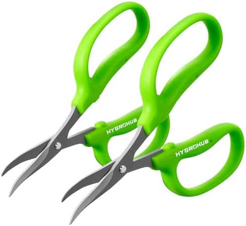 Garden Scissors, Curved Blade, Non-Stick Coated Steel by HYGROHUB