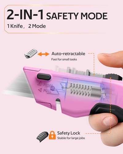 VOTREK® Box Cutter Utility Knife, 2-in-1 Safety Retractable Box Cutter - Image 2