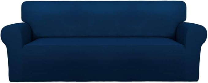 PureFit Stretch Oversized Couch Covers Fleece Sofa Slipcovers Navy | 1-Piece by PureFit